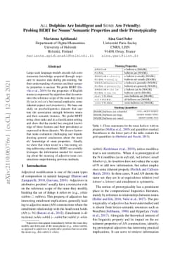 ALL Dolphins Are Intelligent and SOME Are Friendly: Probing BERT for
  Nouns' Semantic Properties and their Prototypicality