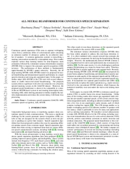 All-neural beamformer for continuous speech separation