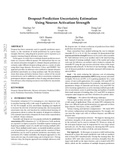 Dropout Prediction Uncertainty Estimation Using Neuron Activation
  Strength