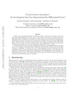"I need a better description'': An Investigation Into User Expectations
  For Differential Privacy