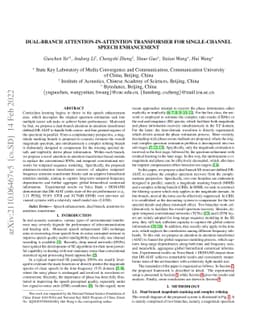 Dual-branch Attention-In-Attention Transformer for single-channel speech
  enhancement