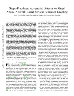 Graph-Fraudster: Adversarial Attacks on Graph Neural Network Based
  Vertical Federated Learning