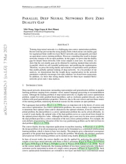 Parallel Deep Neural Networks Have Zero Duality Gap
