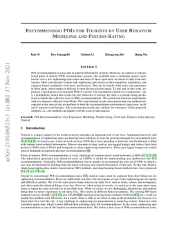Recommending POIs for Tourists by User Behavior Modeling and
  Pseudo-Rating