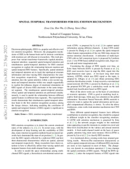 Spatial-temporal Transformers for EEG Emotion Recognition