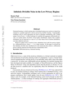 Infinitely Divisible Noise in the Low Privacy Regime