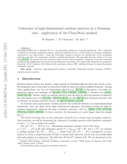 Coherence of high-dimensional random matrices in a Gaussian case :
  application of the Chen-Stein method