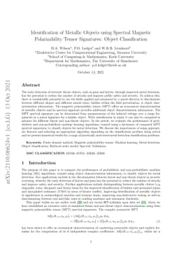 Identification of Metallic Objects using Spectral Magnetic
  Polarizability Tensor Signatures: Object Classification