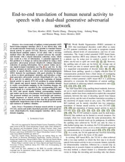 End-to-end translation of human neural activity to speech with a
  dual-dual generative adversarial network