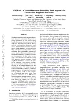 MDERank: A Masked Document Embedding Rank Approach for Unsupervised
  Keyphrase Extraction