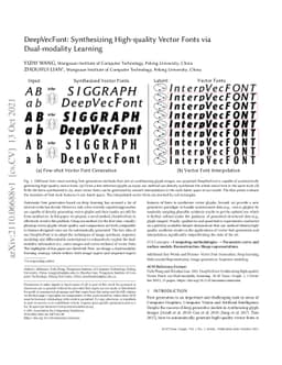 DeepVecFont: Synthesizing High-quality Vector Fonts via Dual-modality
  Learning