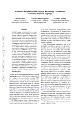 Systematic Inequalities in Language Technology Performance across the
  World's Languages