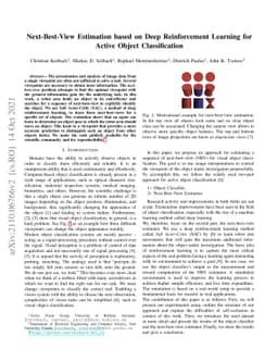 Next-Best-View Estimation based on Deep Reinforcement Learning for
  Active Object Classification