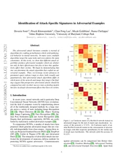Identification of Attack-Specific Signatures in Adversarial Examples