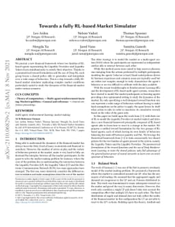 Towards a fully RL-based Market Simulator