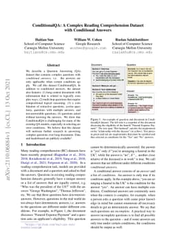 ConditionalQA: A Complex Reading Comprehension Dataset with Conditional
  Answers