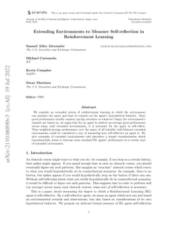 Extending Environments To Measure Self-Reflection In Reinforcement
  Learning