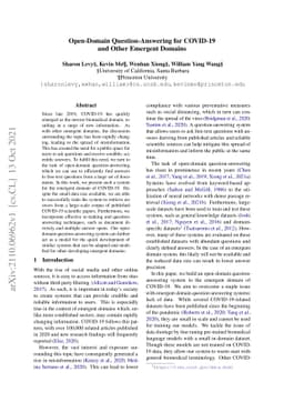 Open-Domain Question-Answering for COVID-19 and Other Emergent Domains