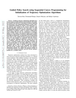 Guided Policy Search using Sequential Convex Programming for
  Initialization of Trajectory Optimization Algorithms