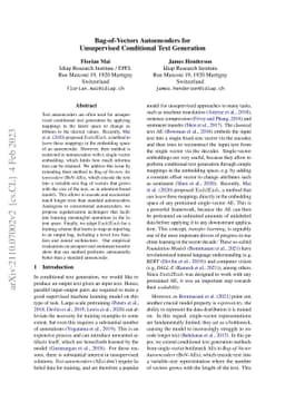 Bag-of-Vectors Autoencoders for Unsupervised Conditional Text Generation