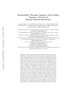 Sustainability Through Cognition Aware Safety Systems -- Next Level
  Human-Machine-Interaction