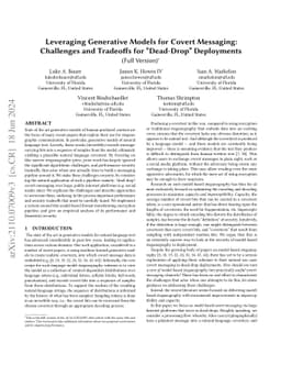 Leveraging Generative Models for Covert Messaging: Challenges and
  Tradeoffs for "Dead-Drop" Deployments