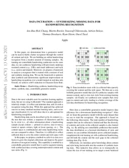 Data Incubation -- Synthesizing Missing Data for Handwriting Recognition