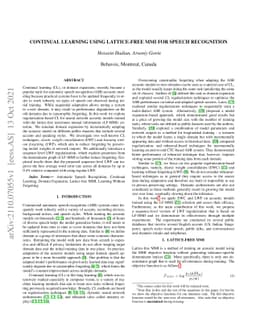 Continual learning using lattice-free MMI for speech recognition
