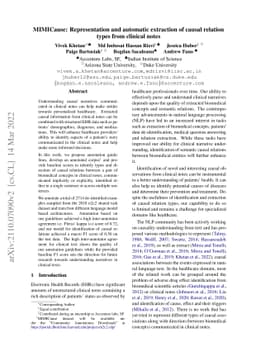 MIMICause: Representation and automatic extraction of causal relation
  types from clinical notes
