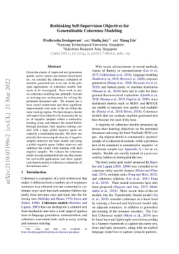 Rethinking Self-Supervision Objectives for Generalizable Coherence
  Modeling