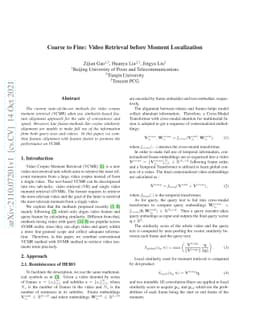 Coarse to Fine: Video Retrieval before Moment Localization