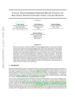 Causal Transformers Perform Below Chance on Recursive Nested
  Constructions, Unlike Humans