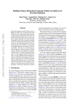 Building Chinese Biomedical Language Models via Multi-Level Text
  Discrimination