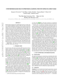 Conformer-Based Self-Supervised Learning for Non-Speech Audio Tasks