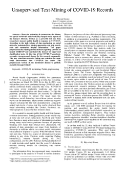 Unsupervised Text Mining of COVID-19 Records