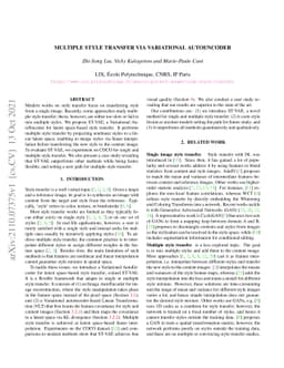 Multiple Style Transfer via Variational AutoEncoder