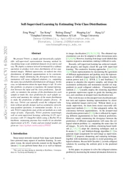 Self-Supervised Learning by Estimating Twin Class Distributions