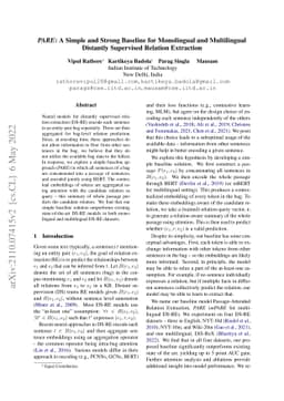 PARE: A Simple and Strong Baseline for Monolingual and Multilingual
  Distantly Supervised Relation Extraction