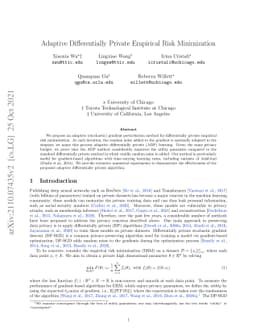 Adaptive Differentially Private Empirical Risk Minimization