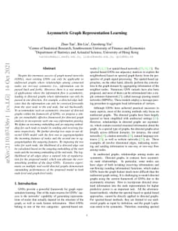 Asymmetric Graph Representation Learning
