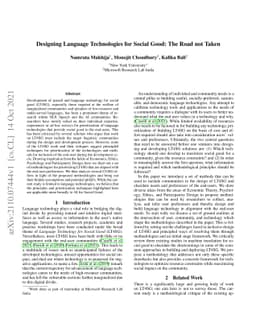 Designing Language Technologies for Social Good: The Road not Taken