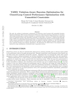 VABO: Violation-Aware Bayesian Optimization for Closed-Loop Control
  Performance Optimization with Unmodeled Constraints