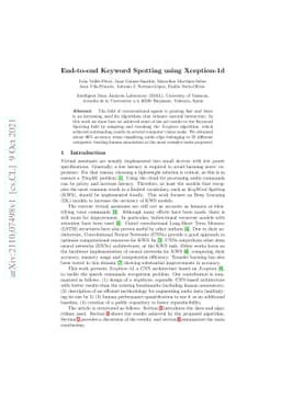 End-to-end Keyword Spotting using Xception-1d