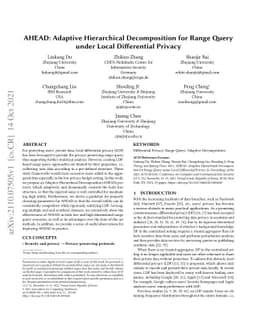 AHEAD: Adaptive Hierarchical Decomposition for Range Query under Local
  Differential Privacy