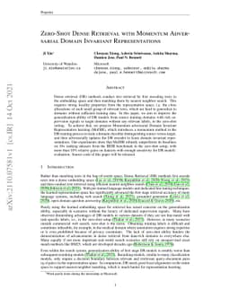 Zero-Shot Dense Retrieval with Momentum Adversarial Domain Invariant
  Representations