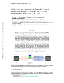 Unsupervised Learning of Full-Waveform Inversion: Connecting CNN and
  Partial Differential Equation in a Loop