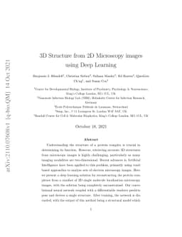 3D Structure from 2D Microscopy images using Deep Learning