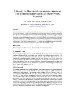 A Survey of Machine Learning Algorithms for Detecting Ransomware
  Encryption Activity