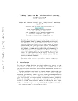 Talking Detection In Collaborative Learning Environments
