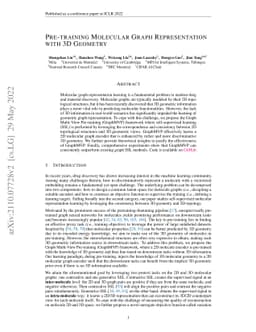 Pre-training Molecular Graph Representation with 3D Geometry